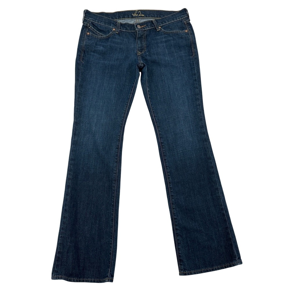 Old Navy The Diva Bootcut Jeans Dark Wash Blue Whiskered Comfy Casual Size 8